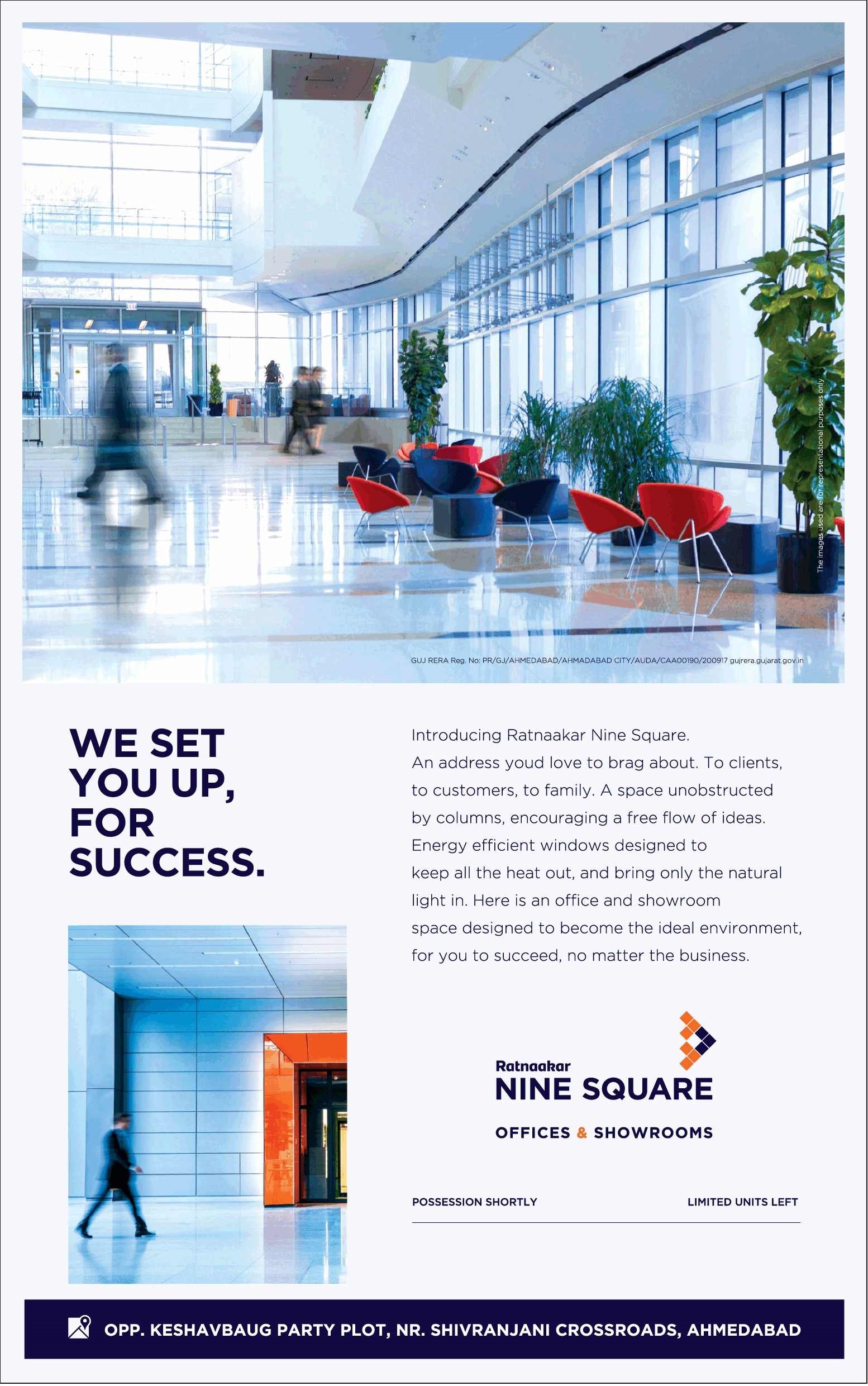 Ratnaakar Nine Square introducing offices & showrooms in Ahmedabad Update